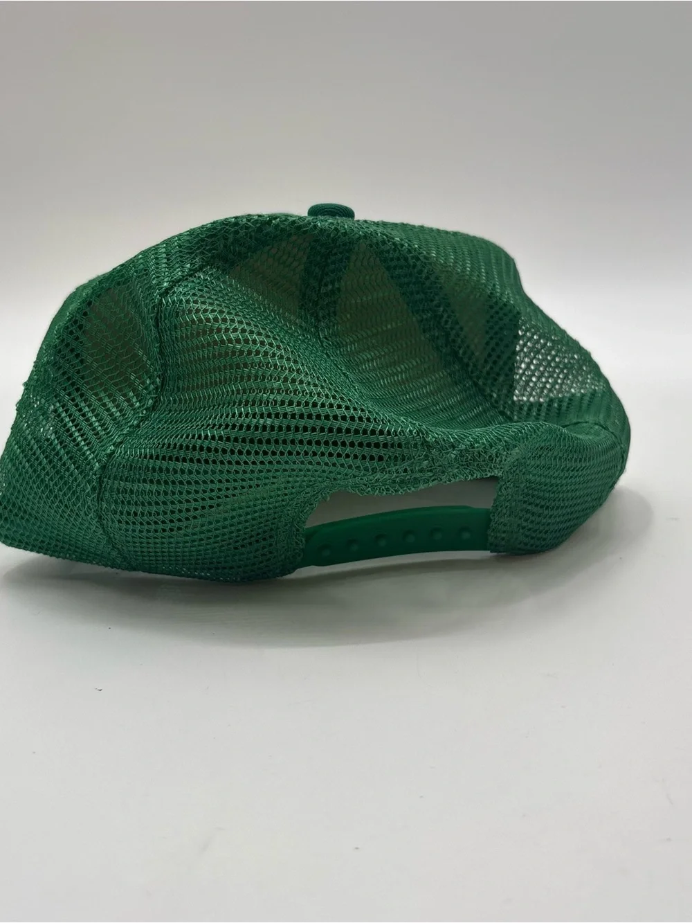 Green Mesh Trucker Hat with Yellow Embroidered Slogan - Unbranded